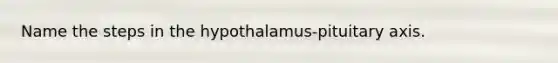 Name the steps in the hypothalamus-pituitary axis.