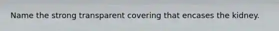 Name the strong transparent covering that encases the kidney.