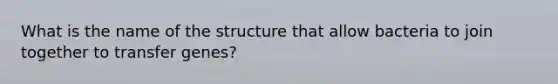 What is the name of the structure that allow bacteria to join together to transfer genes?