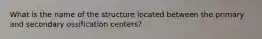 What is the name of the structure located between the primary and secondary ossification centers?