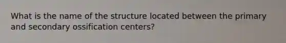 What is the name of the structure located between the primary and secondary ossification centers?