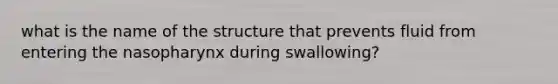 what is the name of the structure that prevents fluid from entering the nasopharynx during swallowing?