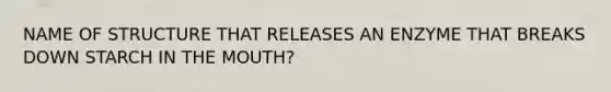 NAME OF STRUCTURE THAT RELEASES AN ENZYME THAT BREAKS DOWN STARCH IN THE MOUTH?