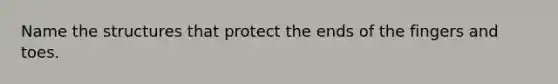 Name the structures that protect the ends of the fingers and toes.