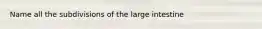 Name all the subdivisions of the large intestine