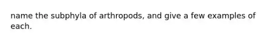 name the subphyla of arthropods, and give a few examples of each.