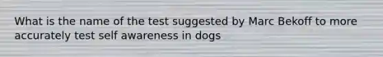 What is the name of the test suggested by Marc Bekoff to more accurately test self awareness in dogs