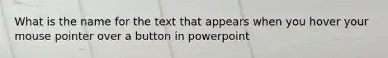 What is the name for the text that appears when you hover your mouse pointer over a button in powerpoint