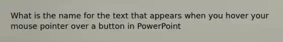 What is the name for the text that appears when you hover your mouse pointer over a button in PowerPoint
