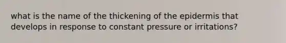 what is the name of the thickening of the epidermis that develops in response to constant pressure or irritations?