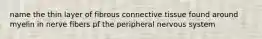 name the thin layer of fibrous connective tissue found around myelin in nerve fibers pf the peripheral nervous system