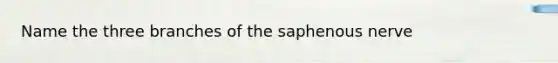 Name the three branches of the saphenous nerve