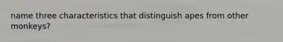 name three characteristics that distinguish apes from other monkeys?