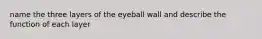 name the three layers of the eyeball wall and describe the function of each layer