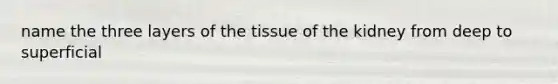 name the three layers of the tissue of the kidney from deep to superficial