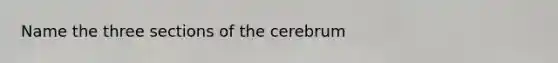 Name the three sections of the cerebrum