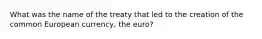 What was the name of the treaty that led to the creation of the common European currency, the euro?