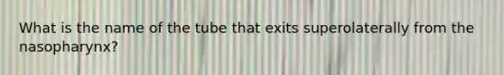 What is the name of the tube that exits superolaterally from the nasopharynx?