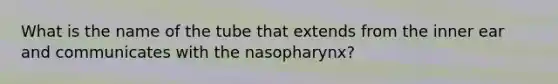 What is the name of the tube that extends from the inner ear and communicates with the nasopharynx?