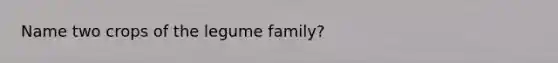 Name two crops of the legume family?