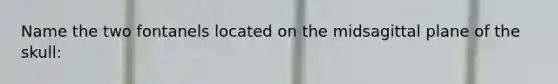 Name the two fontanels located on the midsagittal plane of the skull: