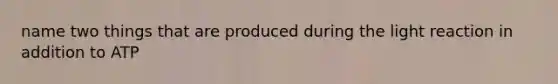 name two things that are produced during the light reaction in addition to ATP