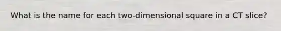 What is the name for each two-dimensional square in a CT slice?