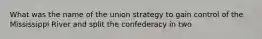 What was the name of the union strategy to gain control of the Mississippi River and split the confederacy in two