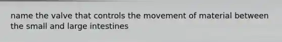 name the valve that controls the movement of material between the small and <a href='https://www.questionai.com/knowledge/kGQjby07OK-large-intestine' class='anchor-knowledge'>large intestine</a>s