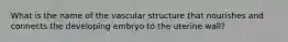 What is the name of the vascular structure that nourishes and connects the developing embryo to the uterine wall?