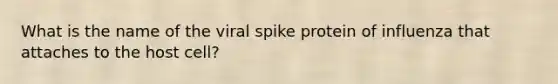 What is the name of the viral spike protein of influenza that attaches to the host cell?