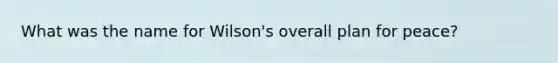 What was the name for Wilson's overall plan for peace?