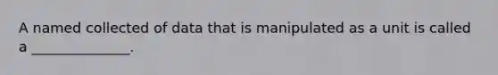 A named collected of data that is manipulated as a unit is called a ______________.