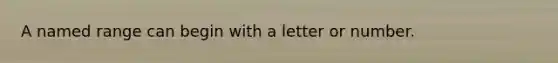 A named range can begin with a letter or number.