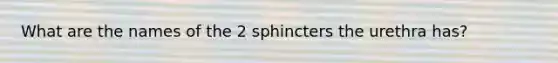 What are the names of the 2 sphincters the urethra has?