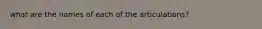 what are the names of each of the articulations?