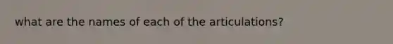 what are the names of each of the articulations?