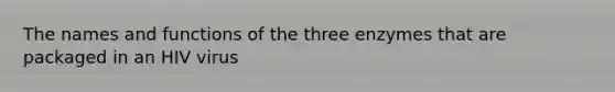 The names and functions of the three enzymes that are packaged in an HIV virus
