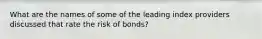 What are the names of some of the leading index providers discussed that rate the risk of bonds?