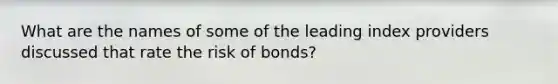 What are the names of some of the leading index providers discussed that rate the risk of bonds?