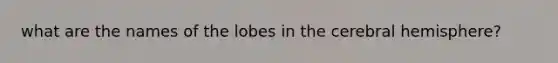 what are the names of the lobes in the cerebral hemisphere?