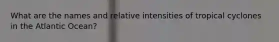 What are the names and relative intensities of tropical cyclones in the Atlantic Ocean?