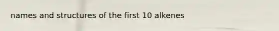 names and structures of the first 10 alkenes