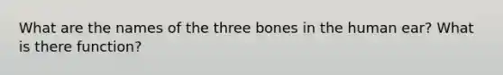 What are the names of the three bones in the human ear? What is there function?