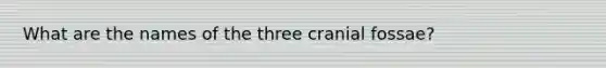 What are the names of the three cranial fossae?