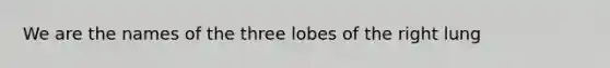 We are the names of the three lobes of the right lung