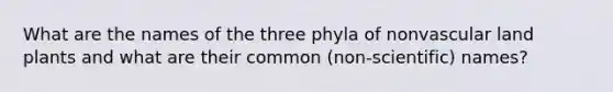 What are the names of the three phyla of nonvascular land plants and what are their common (non-scientific) names?