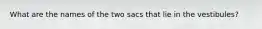What are the names of the two sacs that lie in the vestibules?
