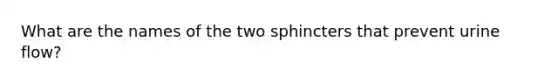 What are the names of the two sphincters that prevent urine flow?