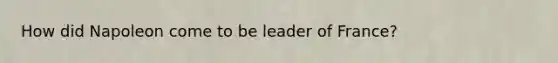 How did Napoleon come to be leader of France?